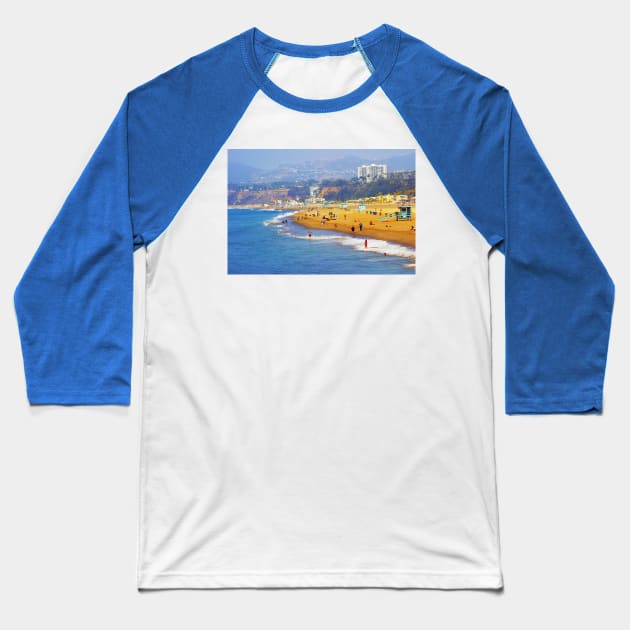 Santa Monica Beach Baseball T-Shirt by andrea_reider_designs